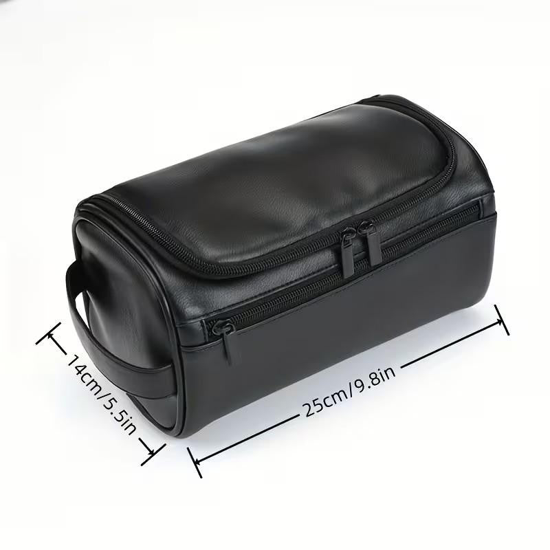 Men’s Glossy Black Toiletry Travel Bag Large Capacity Organizer Premium UK Stock