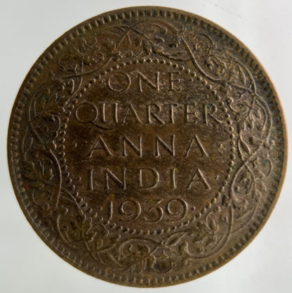 1939 India Quarter 1/4 Anna Coin | Fine Collectable Grade