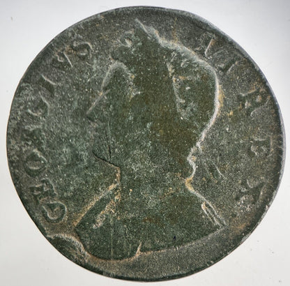 1734 George 2nd II Half - Penny British Coin | Collectable Grade | a5744