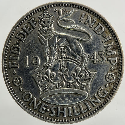 1943 George VI Shilling Silver Coin | Fine Collectable Grade