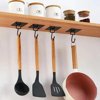 5 x Black Kitchen Hooks Wall Mounted Cupboard Bathroom Utensil Hanging Holder