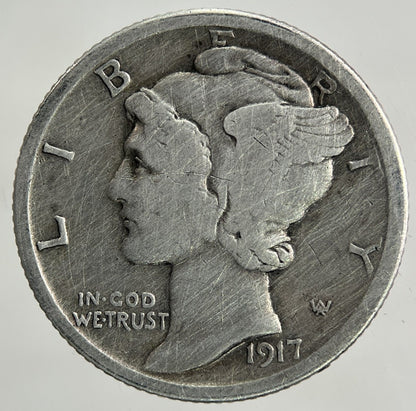 1917 - S US USA Mercury Dime Silver Coin | Collectable Grade