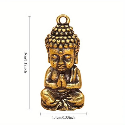 Mini Metal Buddha Buddhism Shaped Keyring Premium Keychain Gift UK