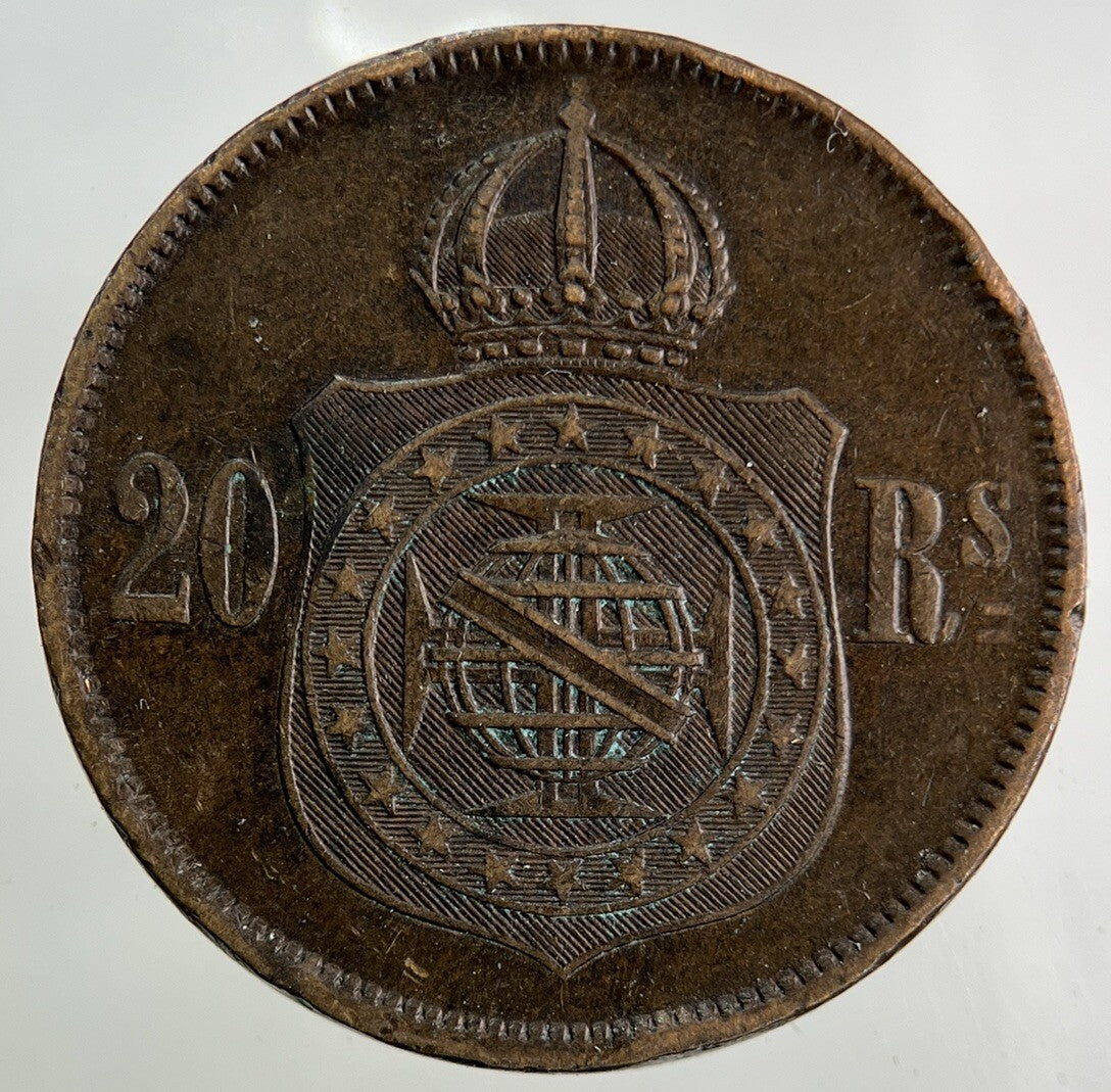 1869 Brazil 20 Reis Coin | Fine Collectable Grade
