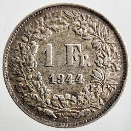 1944 Switzerland 1 One Franc Silver Coin | Very High Grade | a3266