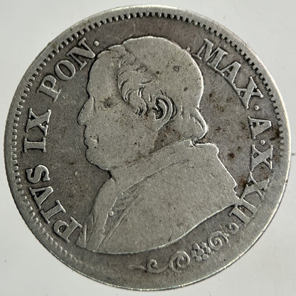 1867 Italy Papal States 10 Soldi Silver Coin | Collectable Grade