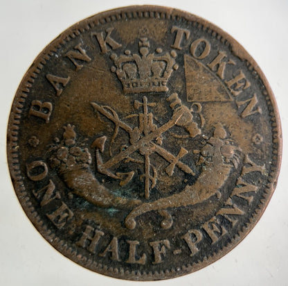 1854 Bank Of Canada Half - Penny Token Coin | Collectable Grade