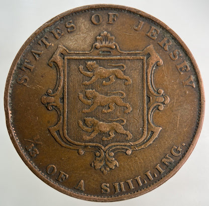 1858 Jersey 1/13th Of A Shilling Coin | Fine Collectable Grade