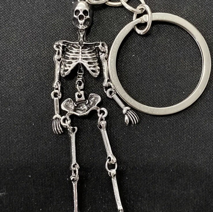 Mini Moving Metal Skeleton Body Shaped Keyring Premium Keychain Gift UK