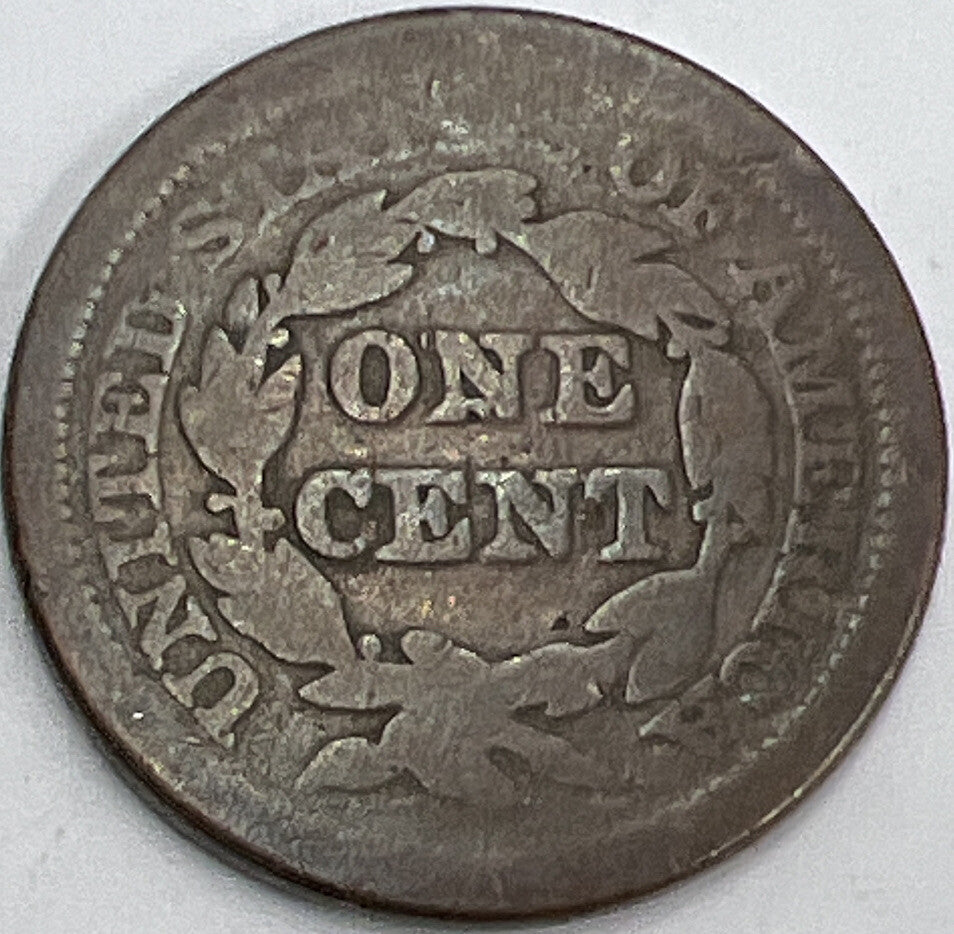 1850 US USA Braided Hair Large 1 Cent | American Copper Coin | Fair Grade
