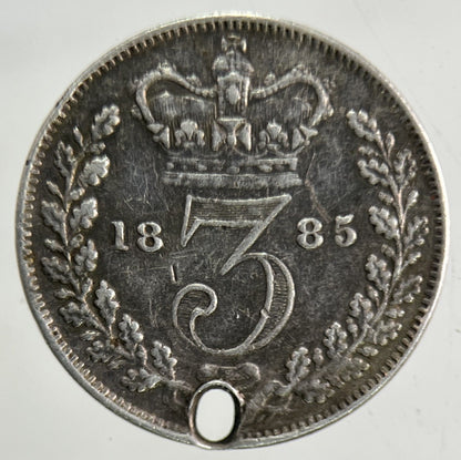 1885 Victoria Threepence Silver Coin | Very High Grade