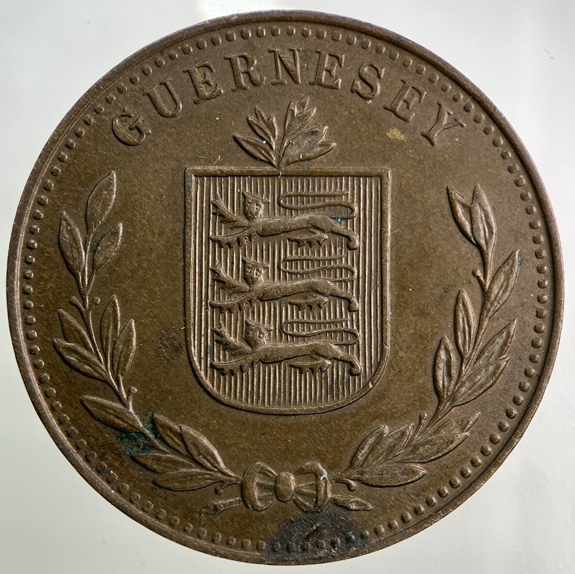 1934 Guernsey 8 Doubles Coin | Very High Grade