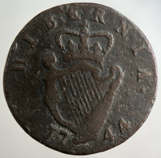 1744 Irish Half - Penny Coin | Fine Collectable Grade