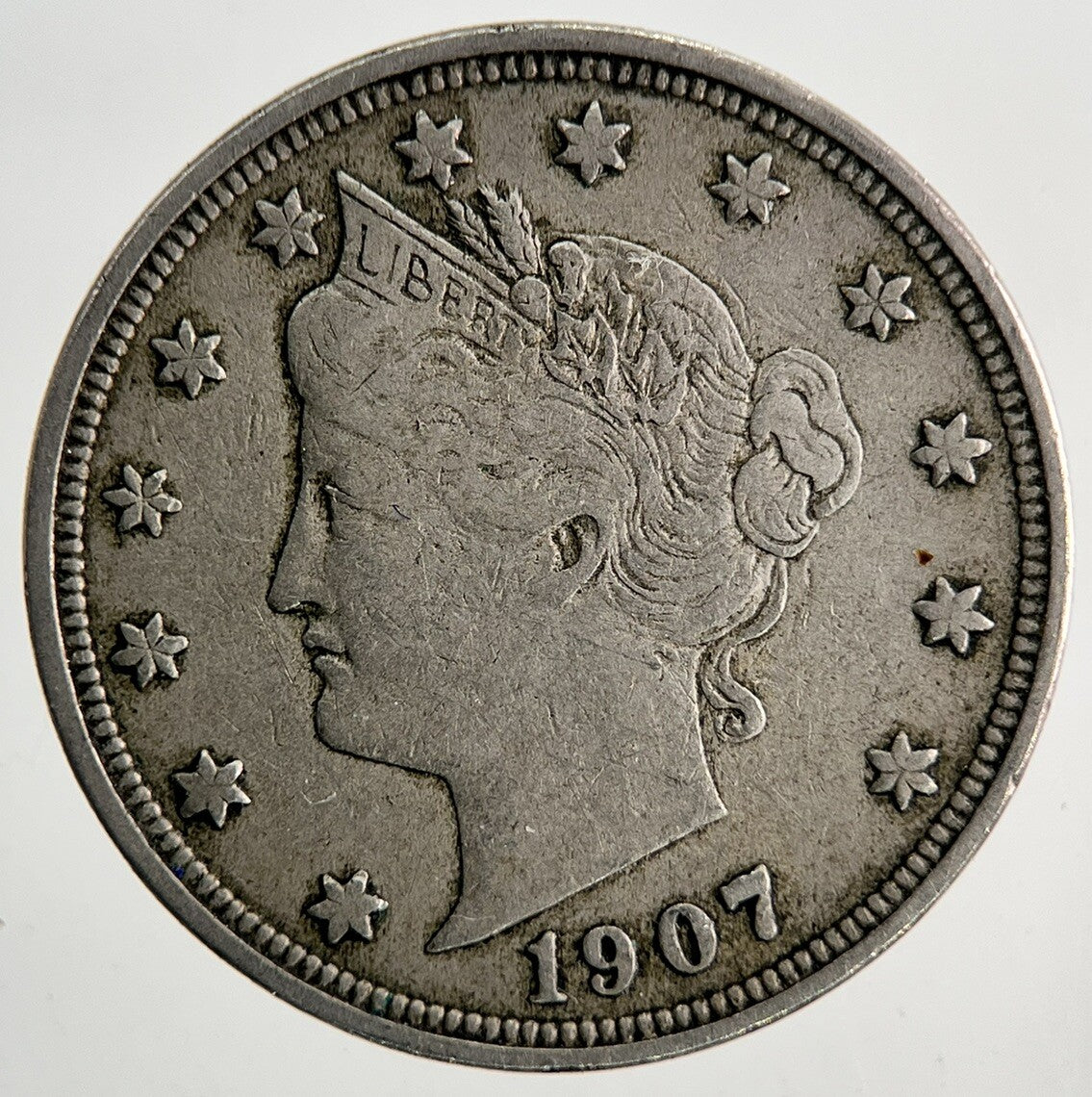 1907 US USA Barber 5 V Cents Coin | Fine Collectable Grade | a9517