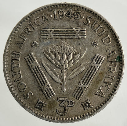 1945 South Africa Threepence Silver Coin | Fine Collectable Grade