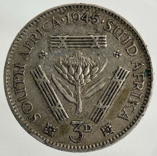 1945 South Africa Threepence Silver Coin | Fine Collectable Grade