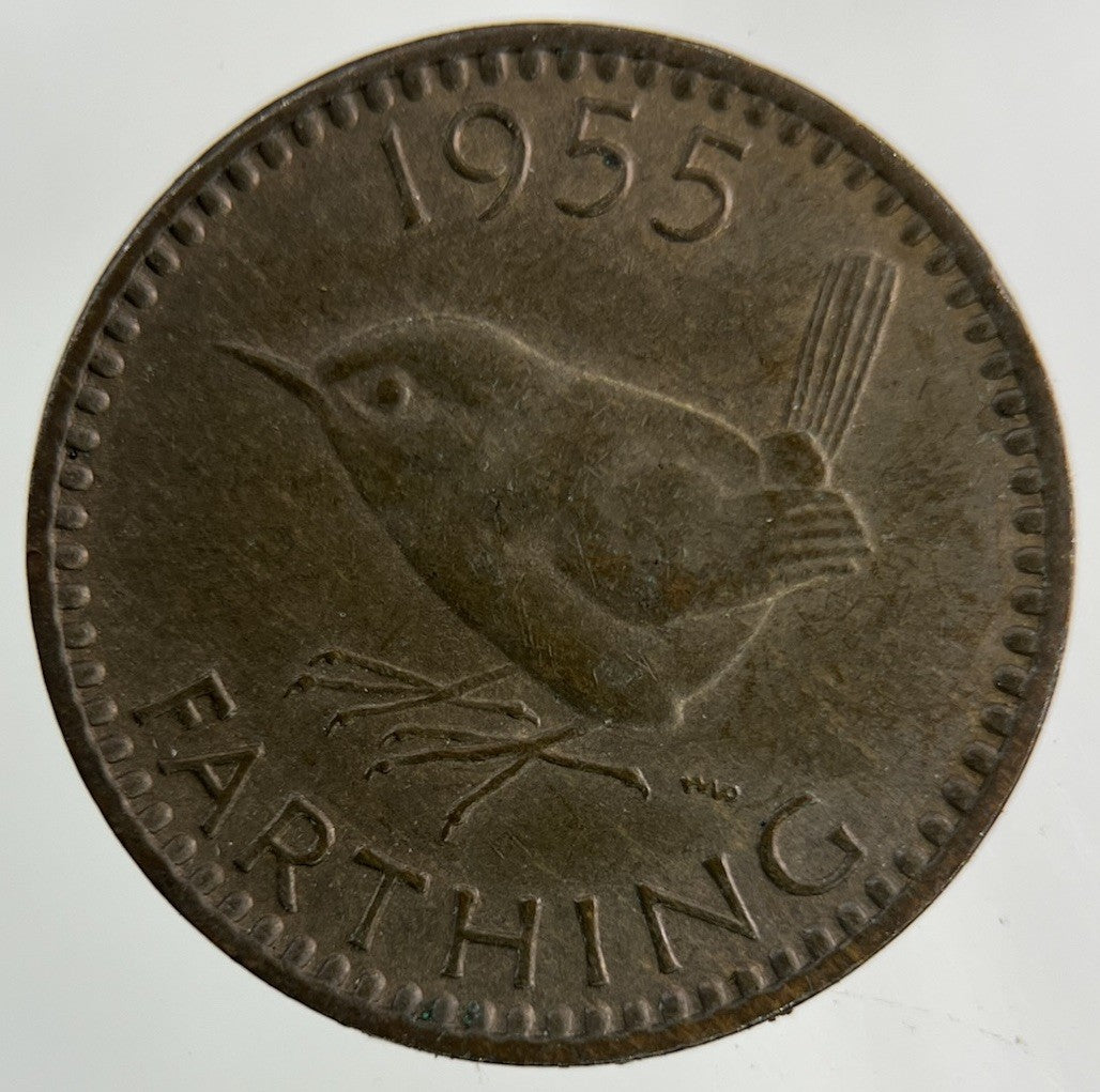 1955 Elizabeth II 2nd Wren Farthing Coin | Fine Collectable Grade