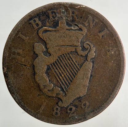 1822 Irish Half - Penny Coin | Collectable Grade