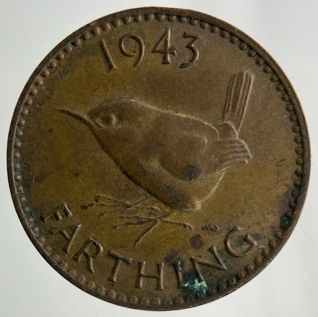 1943 George VI Wren Farthing Coin | Fine Collectable Grade