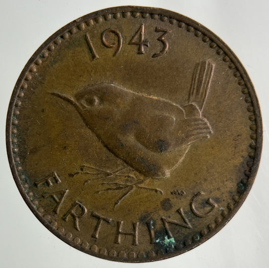 1943 George VI Wren Farthing Coin | Fine Collectable Grade