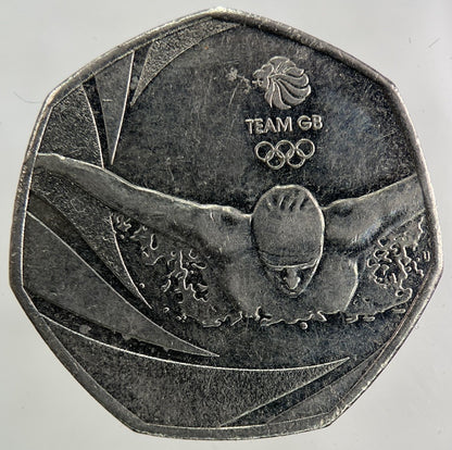 2016 Rio Olympics Swimming Team 50p Fifty - Pence Coin | Collectable Grade