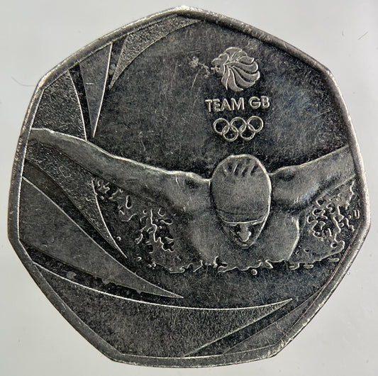 2016 Rio Olympics Swimming Team 50p Fifty - Pence Coin | Collectable Grade