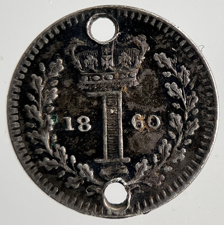 1860 Engraved Victoria Maundy One - Pence Silver Coin | Very High Grade | a6952