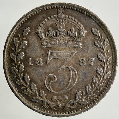 1887 Victoria Threepence Silver Coin | Very High Grade