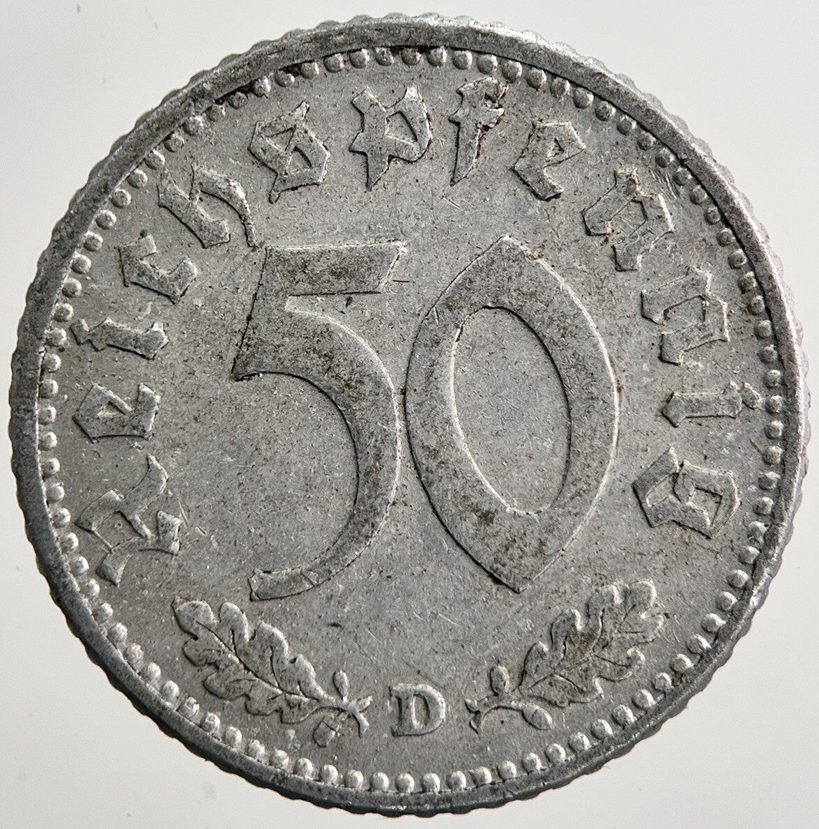 1943 - D Nazi Germany 50 Pfennig Coin | Very High Grade