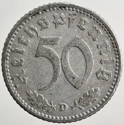 1943 - D Nazi Germany 50 Pfennig Coin | Very High Grade