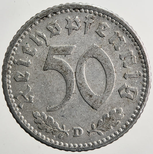 1943 - D Nazi Germany 50 Pfennig Coin | Very High Grade