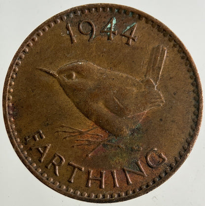 1944 George VI Wren Farthing Coin | Fine Collectable Grade