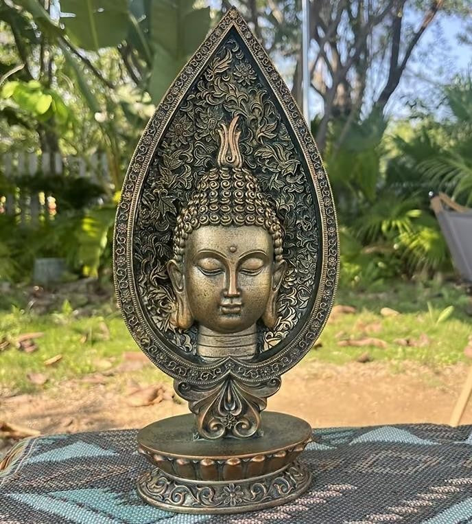 Meditating Buddha Head Resin Statue Home Sculpture Gift UK