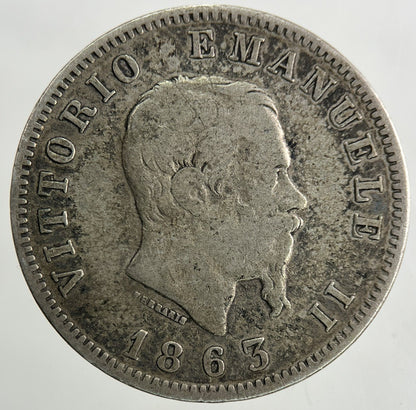 1863 Italy 1 Lira Lire Silver Coin | Fine Collectable Grade