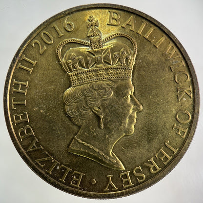 2016 Elizabeth II 2nd Jersey £5 Five Pound Coin | Very High Grade