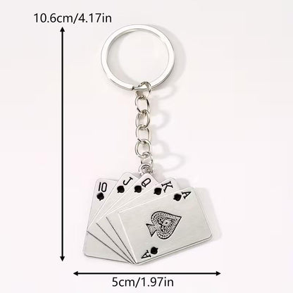 Mini Metal Black Playing Cards Set Casino Keyring Premium Keychain Gift UK