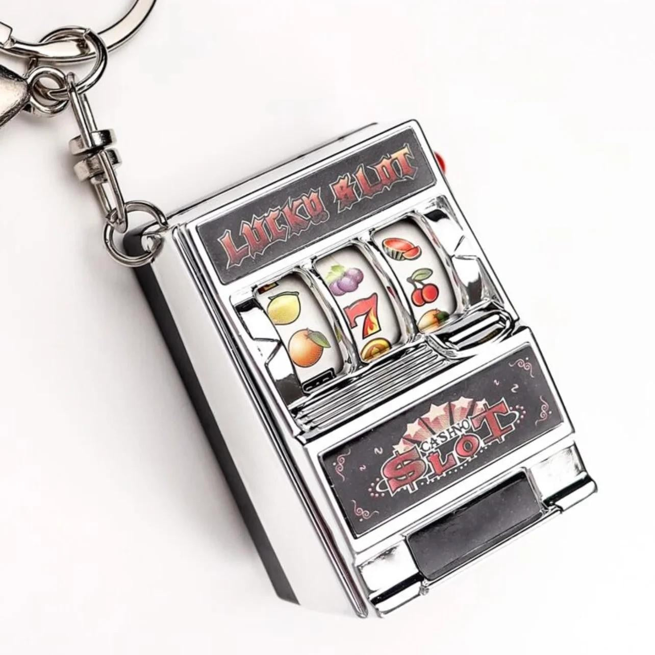 Mini Casino Slot Machine Lucky Slot Shaped Keyring Keychain Gift UK
