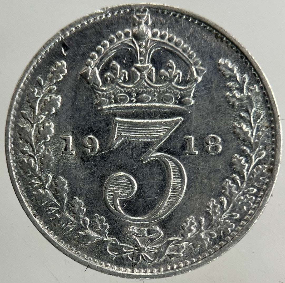 1918 George V Threepence Silver Coin | Very High Grade