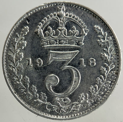 1918 George V Threepence Silver Coin | Very High Grade