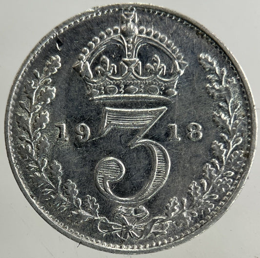 1918 George V Threepence Silver Coin | Very High Grade