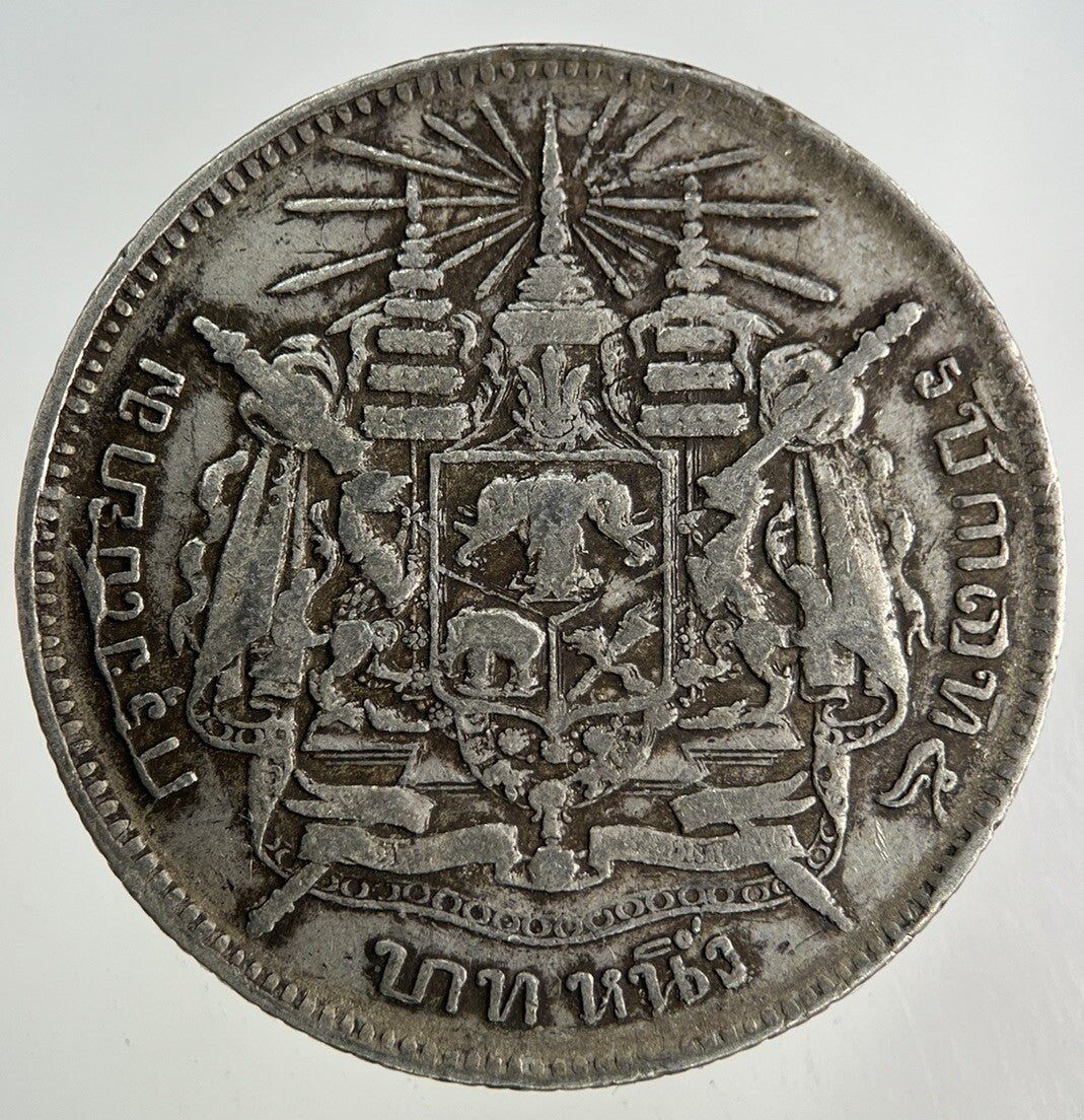 1876 - 1900 Thailand Thai 1 Baht Rama V Silver Coin | Fine Collectable Grade