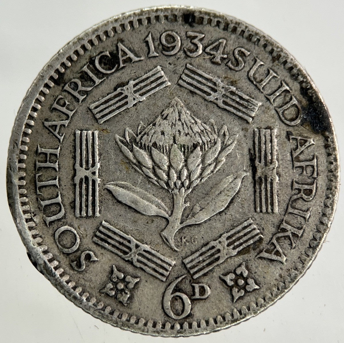 1934 South Africa Sixpence Silver Coin | Fine Collectable Grade