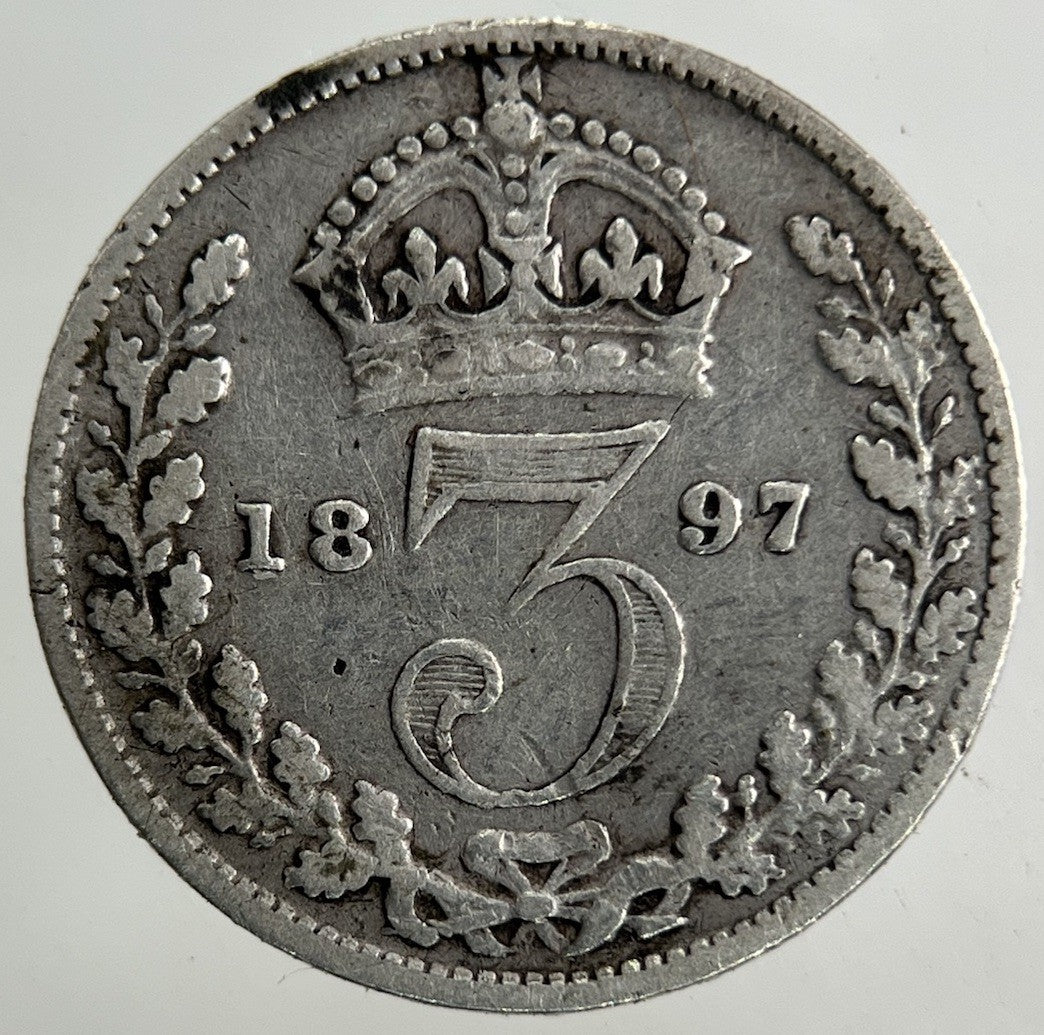 1897 Victoria Threepence Silver Coin | Fine Collectable Grade