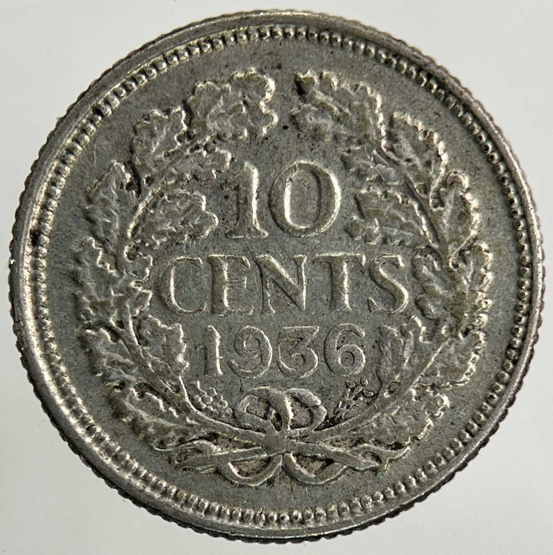 1936 Netherlands 10 Cents Silver Coin | Fine Collectable Grade