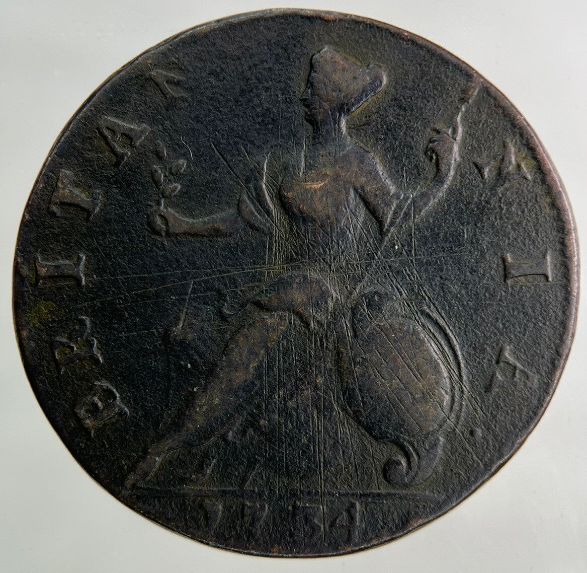 1734 George II 2nd Half - Penny Coin | Fine Collectable Grade