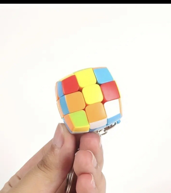 Mini Coloured Rubix Cube Game Puzzle Shaped Keyring Premium Keychain Gift UK