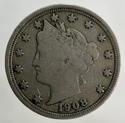 1908 US USA Nickel 5 Cents Coin | Collectable Grade