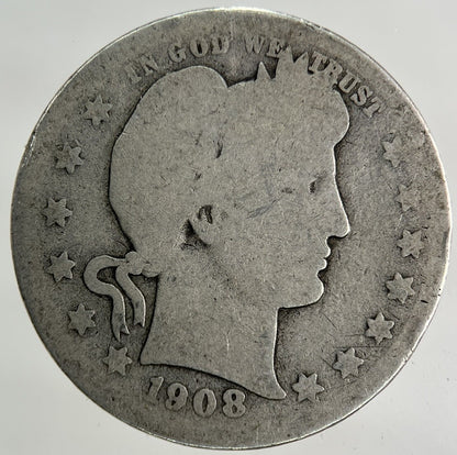 1908 - D US USA Quarter Dollar Silver Coin | Collectable Grade