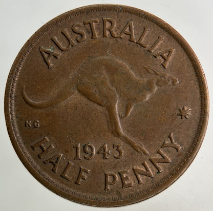 1943 Australia Half - Penny Coin | Fine Collectable Grade