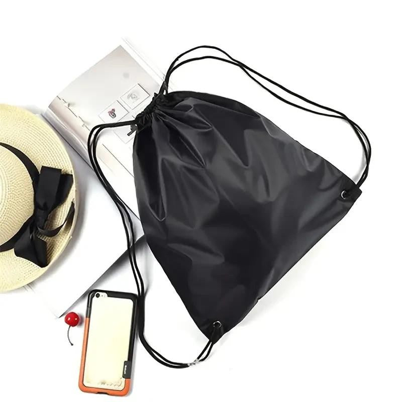 Soft Shell Black Daypack Drawstring Closure Bag Sack Sports Outdoor Bag